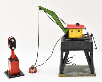 AMERICAN FLYER 5830-A ELECTROMAGNETIC CRANE & MARX 404 AUTOMATIC BLOCK SIGNAL