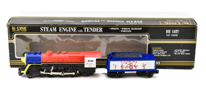K-LINE 'SMOKING NABISCO CIRCUS' STEAM ENGINE WITH TENDER NO. K-3111 & BOX