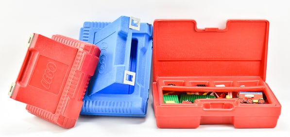 1984 LEGO CARRYING CASES WITH VINTAGE LEGOS