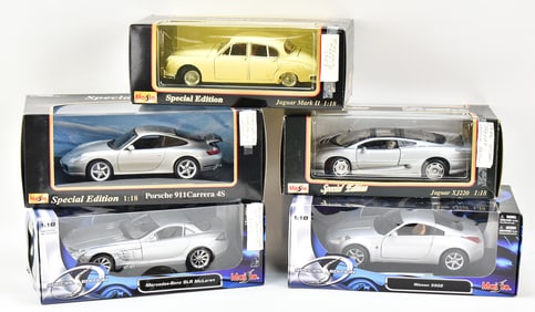MAISTO DIE-CAST MODEL CAR ASSORTMENT: JAGUAR, NISSAN, PORSCHE, MERCEDES-BENZ