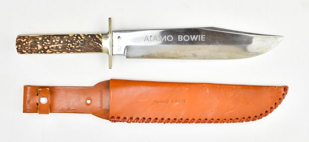 F.A. BOWER SOLINGEN ALAMO BOWIE KNIFE & LEATHER SHEATH