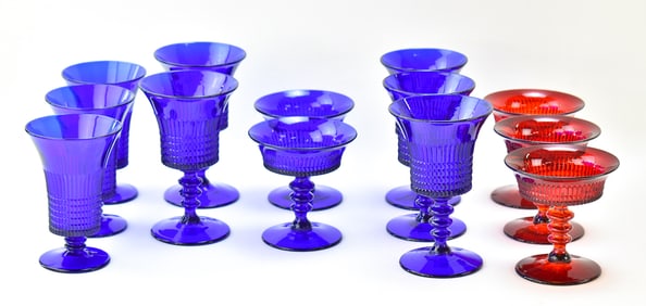 FENTON LINCOLN INN PATTERN GLASS GOBLETS & SHERBET GLASSES