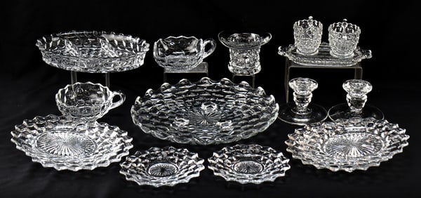 COLLECTION OF FOSTORIA CLEAR AMERICAN PATTERN GLASSWARE