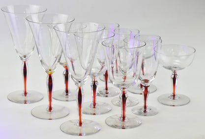 COLLECTION OF MORGANTOWN CASED CADMIUM RUBY GLASS STEMWARE