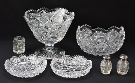 COLLECTION OF ANTIQUE BRILLIANT CUT CRYSTAL GLASSWARE