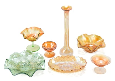 ASSORTED CARNIVAL PATTERN GLASS