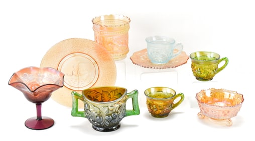 ASSORTMENT OF ANTIQUE CARNIVAL GLASS