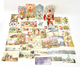 COLLECTION OF ASSORTED VICTORIAN HOLIDAY CARDS & POSTCARDS