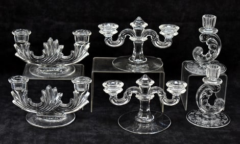 COLLECTION OF FOSTORIA CANDLE HOLDERS