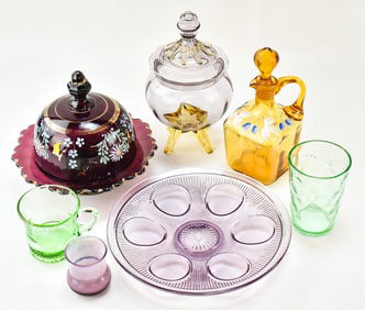ASSORTED PATTERN & BLOWN GLASS TABLEWARE
