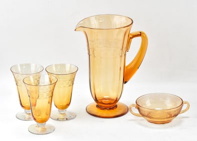 ASSORTED TANGRINE PATTERN GLASSWARE BY FOSTORIA & MORE