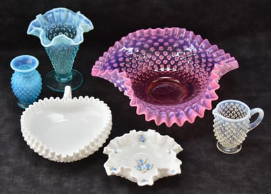 COLLECTION OF FENTON HOBNAIL PATTERN GLASSWARE
