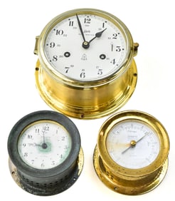 SCHATZ ROYAL MARINER SHIP CLOCK & C. 1905 WEMPE CLOCK & BAROMETER SET