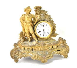 FRENCH FIGURAL GILT MANTEL CLOCK