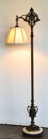 VICTORIAN BRASS & ALABASTER BRIDGE LAMP