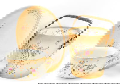 ANTIQUE ENGLISH DEVONWARE FIELDINGS CHAMBER POT & WASH BASIN SET