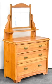 EDWARDIAN PINE OR FIR DRESSER WITH TILT MIRROR