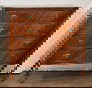 19TH C. ENGLISH BOW-FRONT CHEST-OF-DRAWERS