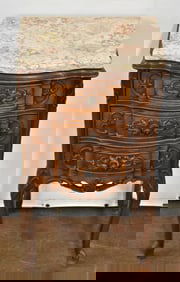 VINTAGE FRENCH PROVINCIAL STYLE NIGHTSTAND WITH JASPER MARBLE TOP