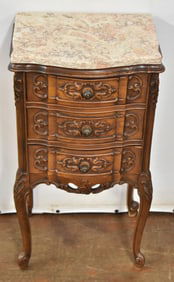 VINTAGE FRENCH PROVINCIAL STYLE NIGHTSTAND WITH JASPER MARBLE TOP