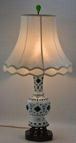BOHEMIAN CUT-TO-GREEN TABLE LAMP