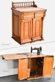 ANTIQUE VICTOR COLLAPSIBLE SEWING MACHINE CABINET