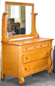 AMERICAN EMPIRE DRESSER WITH BIRD'S EYE MAPLE VENEER