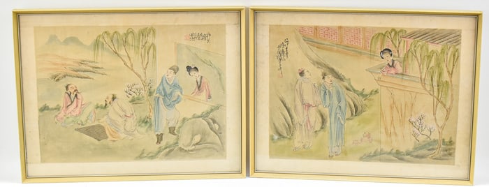 'CHINESE SCENES OF DAILY LIFE' MIXED MEDIA ON SILK