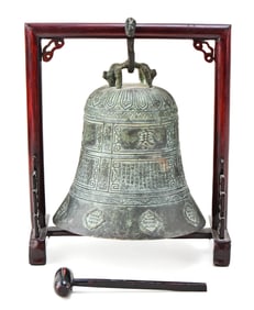CHINESE BRONZE TEMPLE BELL OR ZHONG