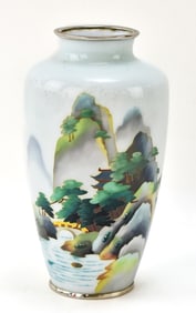 JAPANESE CLOISONNE LANDSCAPE VASE