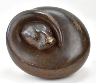 ROUNDED OTTER BRONZE SCULPTURE BY GEORGIA GERBER
