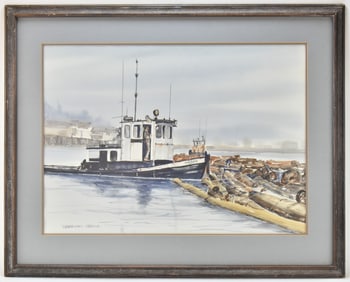 SHARON SMITH 'RAM TUGBOAT, NEWPORT, OREGON' WATERCOLOR