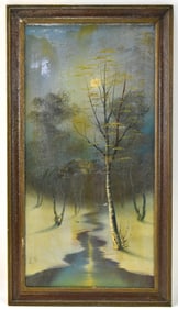 HARRY LEONARD LOPP WINTER LANDSCAPE OIL PAINTING