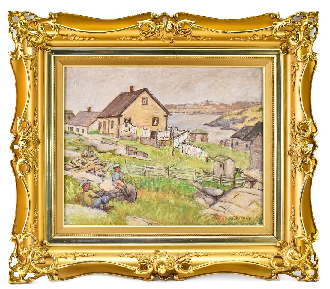 MARGARET COOPER 'HOUSES ALONG THE BAY, CONNECTICUT' OIL PAINTING (1 of 6)