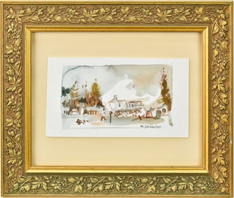 NELSON SANDGREN 'WINTER HOMESTEAD SCENE' WATERCOLOR