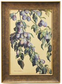 MYNA RUSSELL 'PLUM BRANCHES' GOUACHE PAINTING