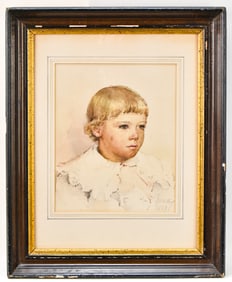 CHILD'S WATERCOLOR PORTRAIT BY ELEANOR W. MOTLEY