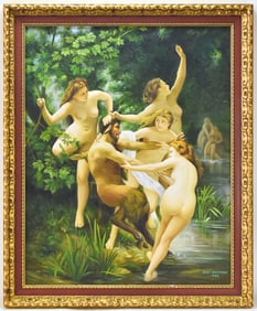 ANDREW WEISSMAN 'NYMPHS AND SATYR' OIL PAINTING