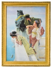 SIR LAWRENCE ALMA-TADEMA 'A COIGN OF VANTAGE' CANVAS TRANSFER LITHOGRAPH