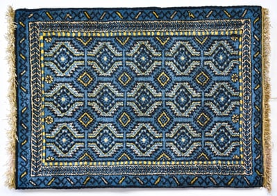 AFGHAN BALUCH PRAYER RUG ON WOOD FRAME