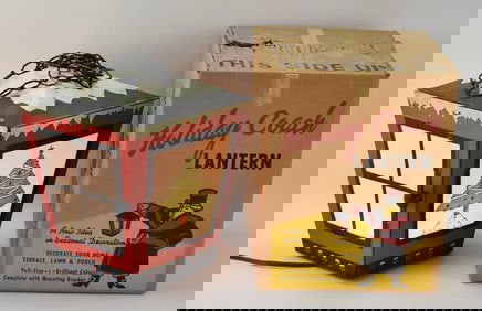 POLORON PRODUCTS INCORPORATED HOLIDAY COACH LANTERN & SHIPPING BOX