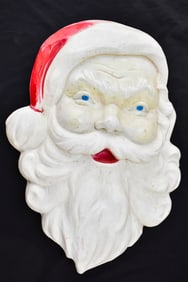 VINTAGE SANTA HEAD HANGING BLOW MOLD