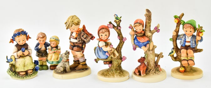 HUMMEL FIGURINES: 'APPLE TREE BOY' NO. 142, 'APPLE TREE GIRL' NO. 141, 'NOT FOR YOU' NO. 317, 'OUT