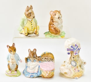 COLLECTION OF FIVE BESWICK BEATRIX POTTER FIGURINES
