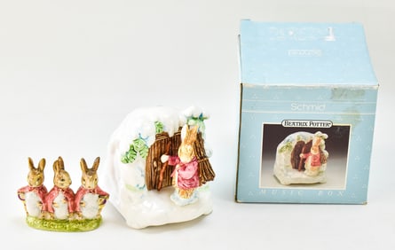SCHMID BEATRIX POTTER MUSIC BOX & BESWICK FIGURINE