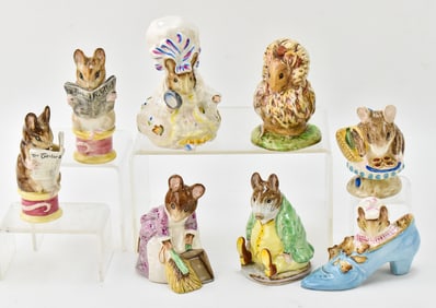 8 BESWICK BEATRIX POTTER MOUSE-THEMED FIGURINES