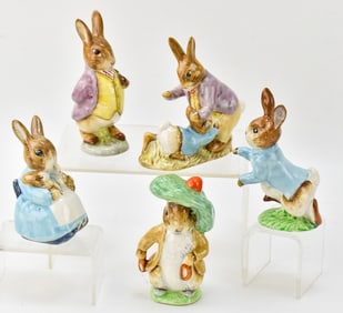 5 BESWICK BEATRIX POTTER BUNNY THEME FIGURINES