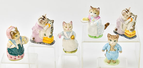 6 BEATRIX POTTER KITTEN FIGURINES