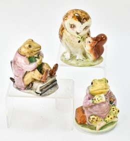 BESWICK BEATRIX POTTER FROGS & OWL FIGURINES