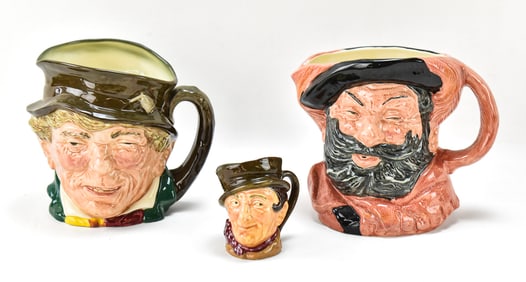 COLLECTION OF THREE ROYAL DOULTON TOBY MUGS & JUGS
